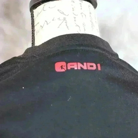 Kid's Size L (10/12) AND1 black/red long sleeve jersey basketball player graphic - Picture 6 of 11